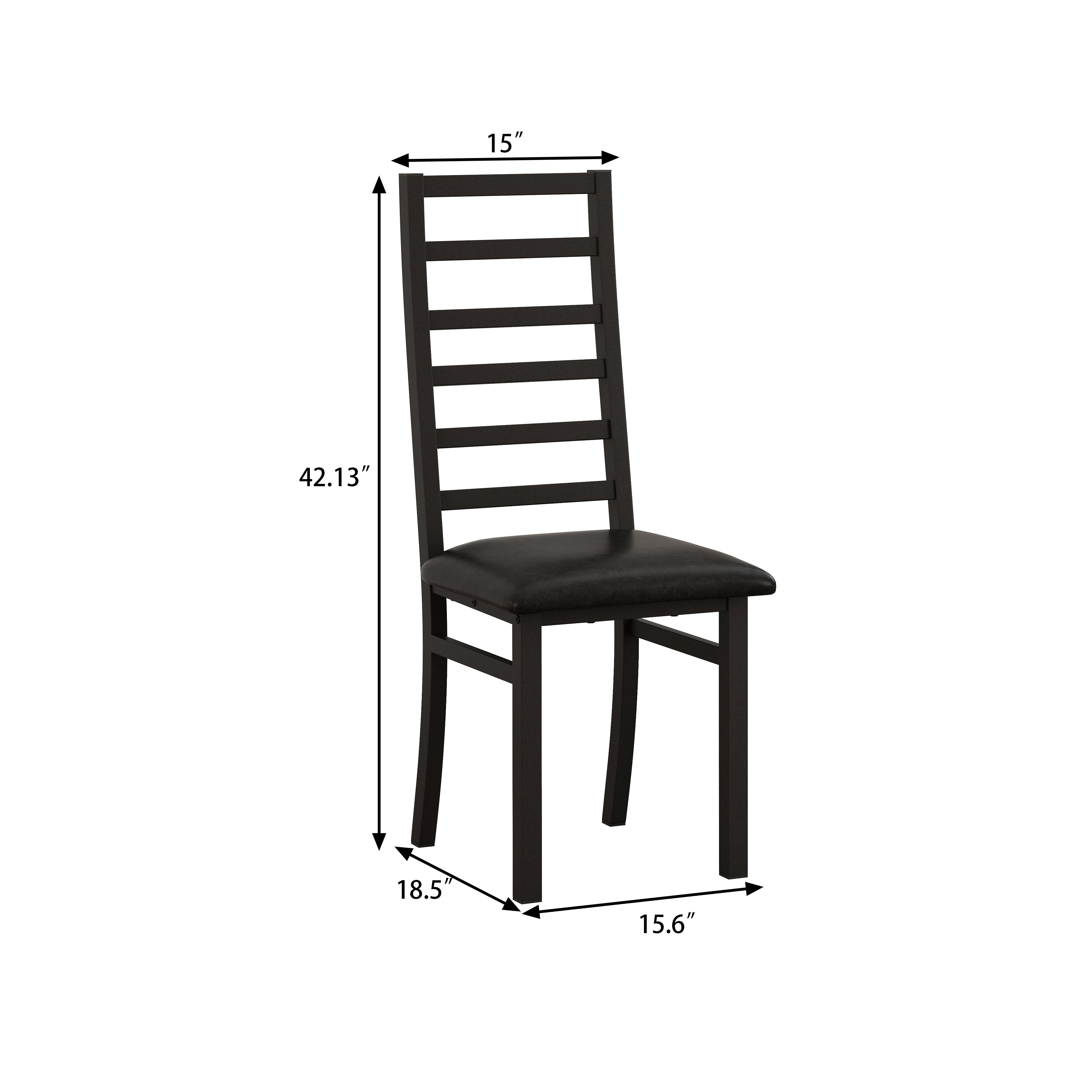 Sedia da Pranzo Metallo Set di 2, Gambe d’Acciaio+Seduta in Pelle PU, Schiena Alta Senza Braccioli, Cucina/Salotto, Nero! - 2