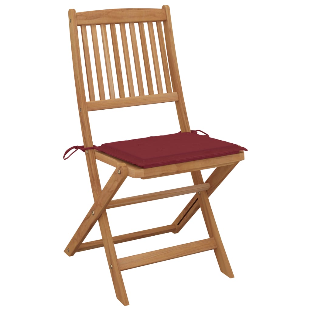 Chaises pliables de jardin 4 pcs avec coussins Bois d'acacia - 2