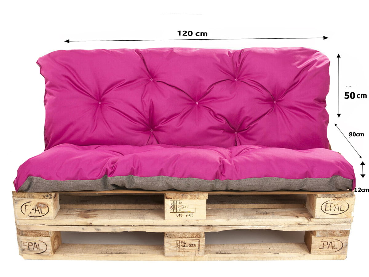 Set Coussins palettes, Assise 120 x 80 et Dossier 120 x 50cm Rosa, coussins canapé / coussin pour palette in / extérieur, SETGARDEN - 2