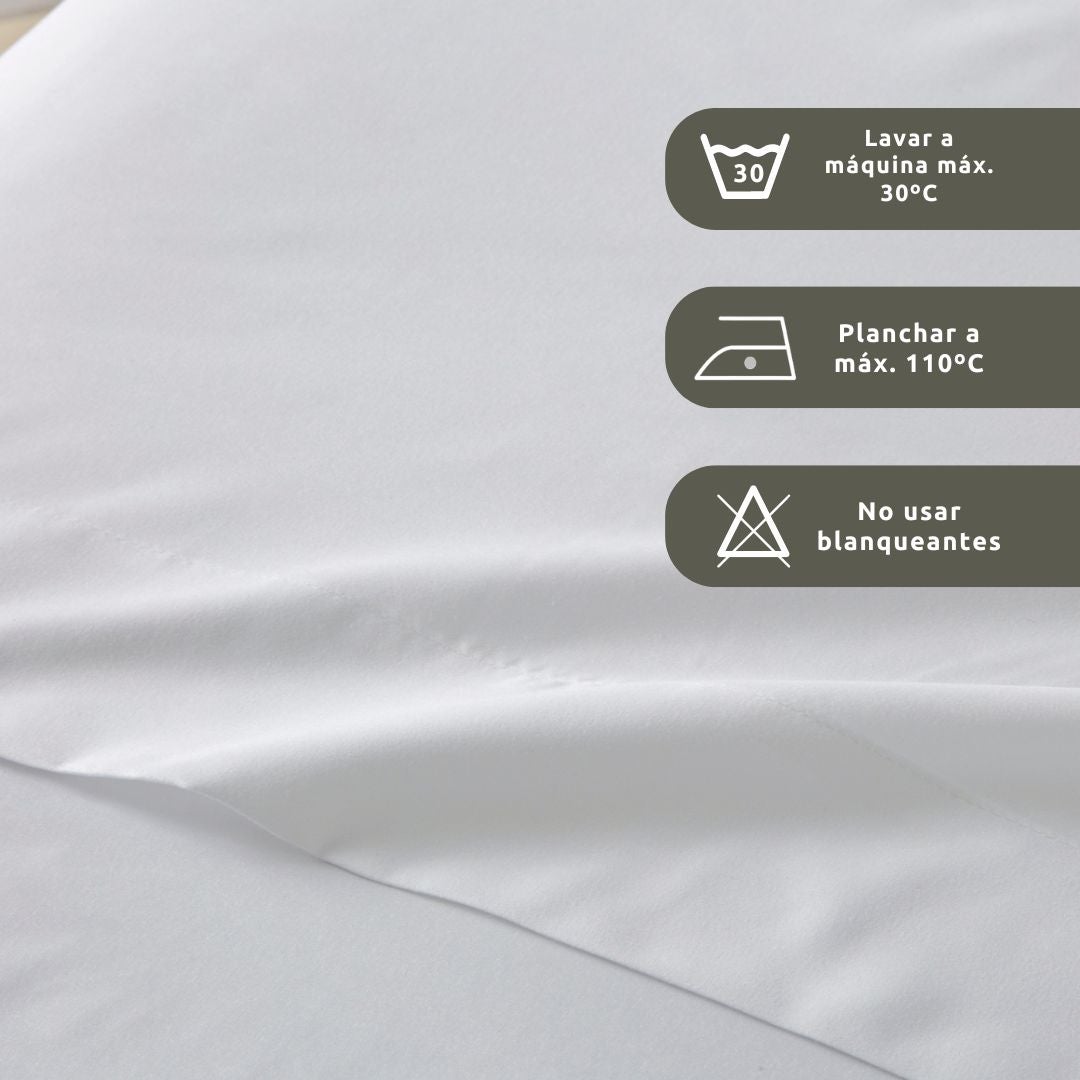 Juego de Sábanas 3/4 Piezas Extrasuave Microfibra Blanco 150cm Donegal Collections - 5