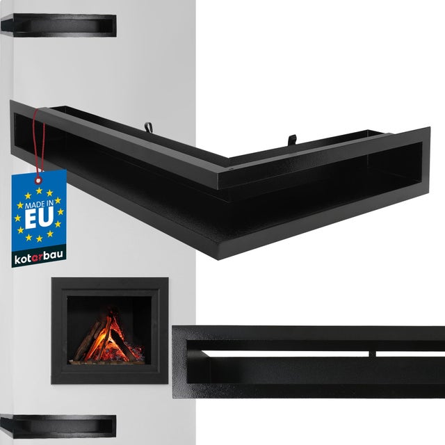 Grille de Ventilation pour Cheminée en Acier 60/40 cm Noir - Grille Aération - Ventilateur Air Chaud - KOTARBAU