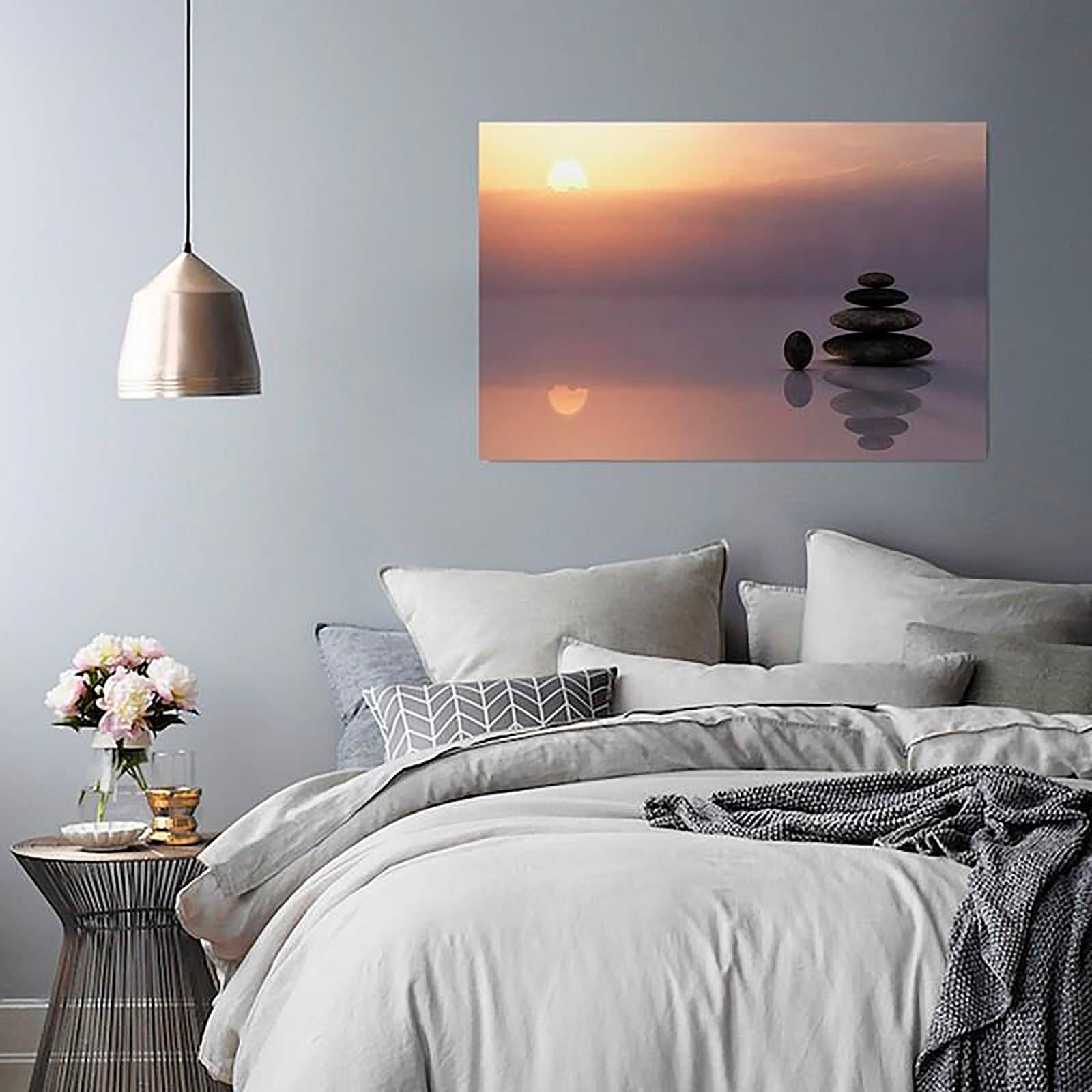 Tableau bois pierres zen 6 - 70 x 50 cm - 2