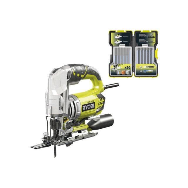 Confezione RYOBI Seghetto alternativo RJS1050-KA5 - 680 W - 105mm - confezione da 20 lame - legno - metallo - 75-100mm -