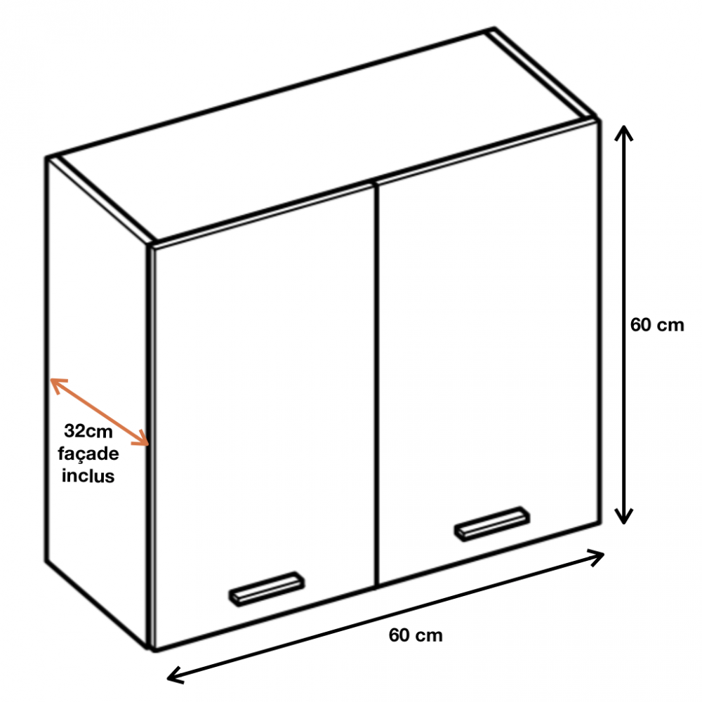 Cuisineandcie - Meuble haut de cuisine Eco Blanc Brillant 2 portes L 60 cm - 2