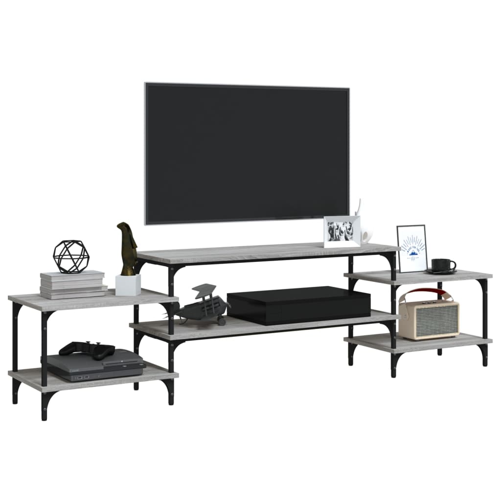 Meuble TV sonoma gris 197x35x52 Bois d'ingénierie - 4