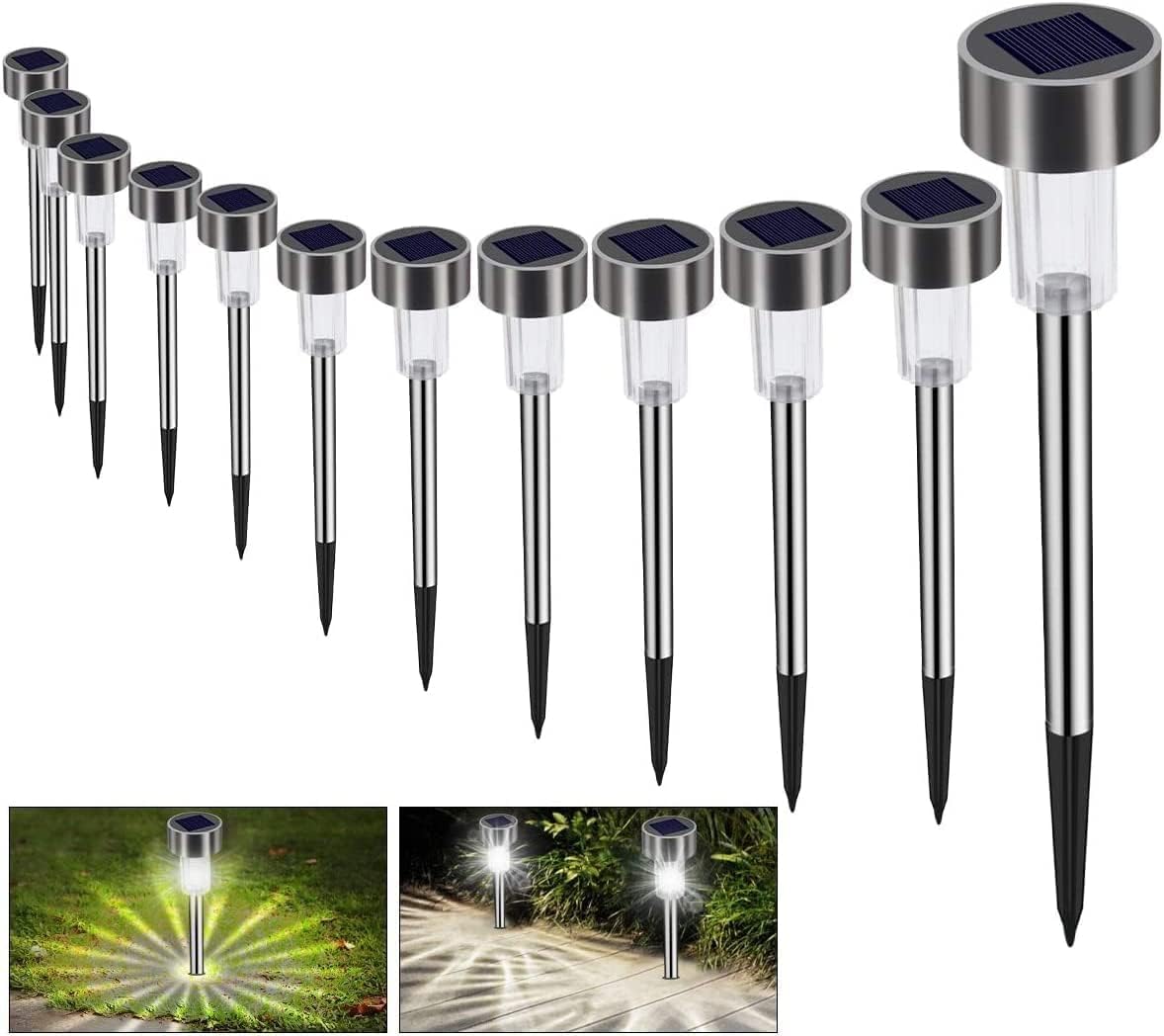 12 Pack Luces LED Solares De Patio – Lamparas Solares Para Jardin Exterior Multicolor