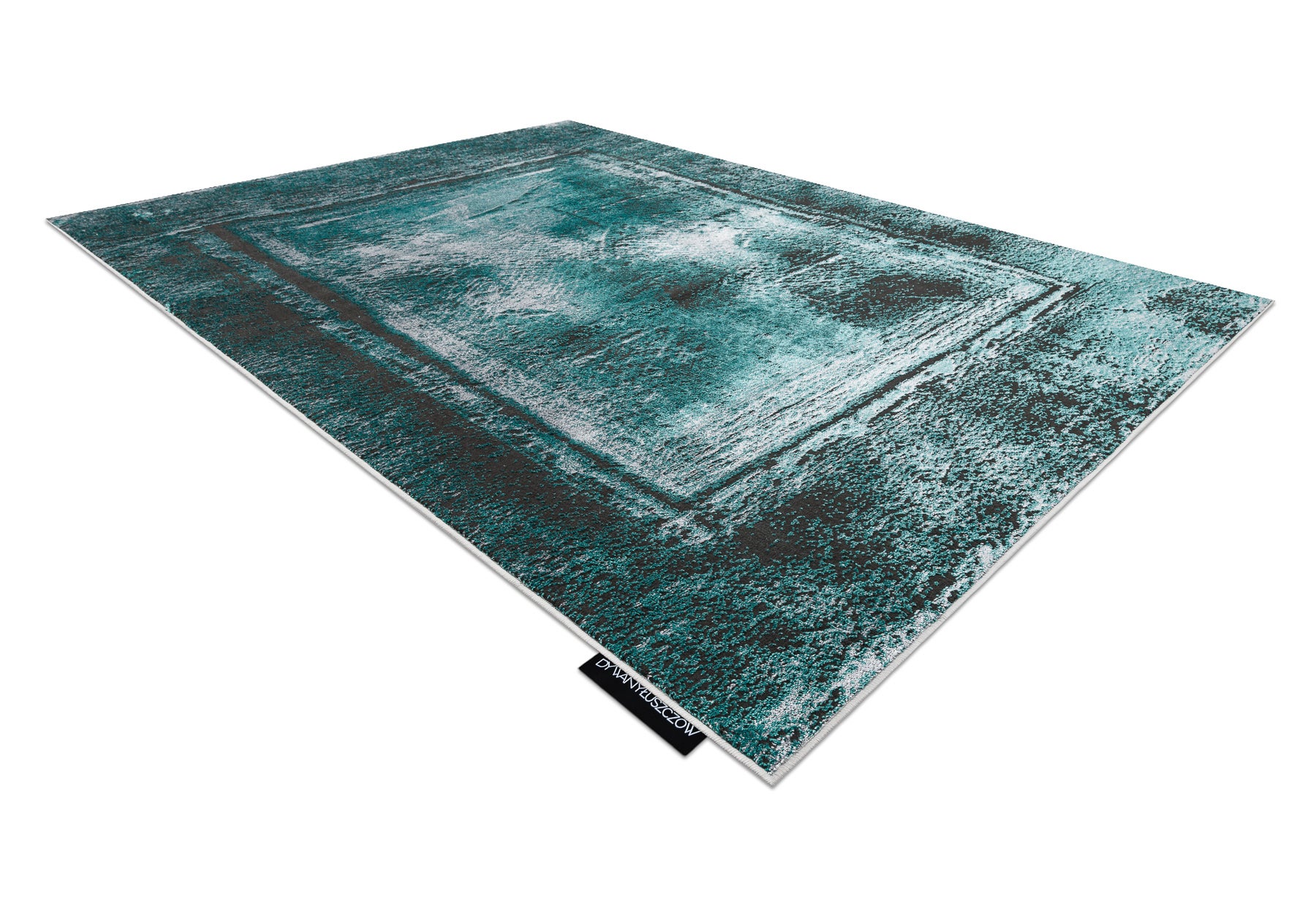 Dywan DE LUXE nowoczesny 634 Ramka vintage przecierany - Strukturalny zielony / antracyt 160x220 cm - 4