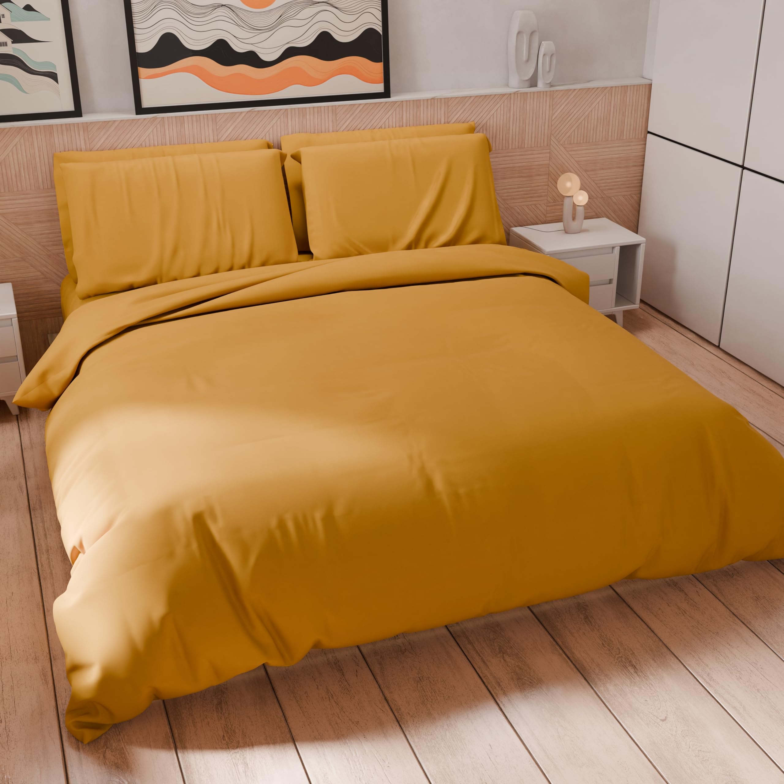 Copripiumino Singolo ZZXHG Con Motivo Rotondo Giallo: Microfibra Traspirante Con Cerniera E 2 Federe 50x80
