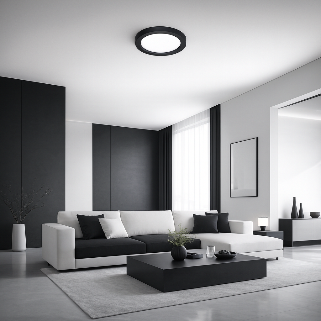Panel LED 12W 17cm IP20 4000K neutralna biel 2w1 plafon sufitowy okrągły czarny XUDO - 6