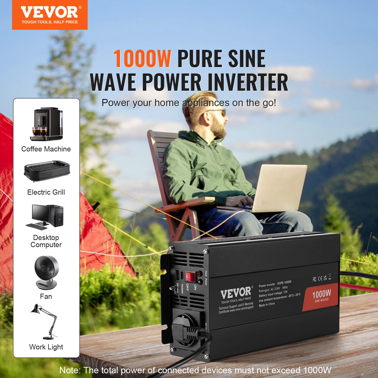 XWJNE Inverter Onda Sinusoidale Pura 1500W/3000 12V A AC 220/230V Onda Pura Convertitore Con - 3