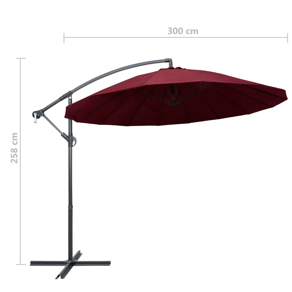 Parasol suspendu Bordeaux 3 m Mât en aluminium - 9