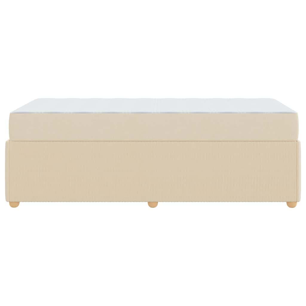 Cadre de lit avec matelas avec matelas Crème 100 x 200 cm tissu - 8