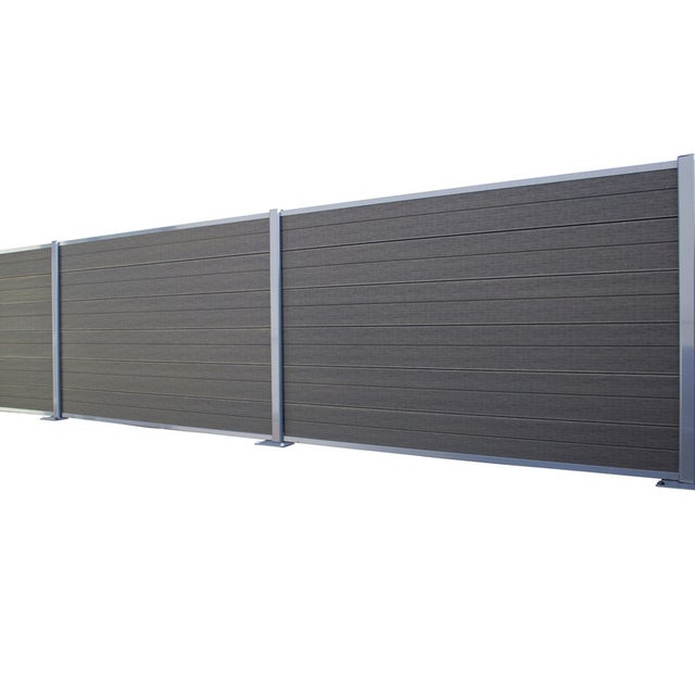 Kit complet extension clôture en composite coextrudé 1,50 L x 1,80 H (lames réversibles) - Anthracite/Gris clair