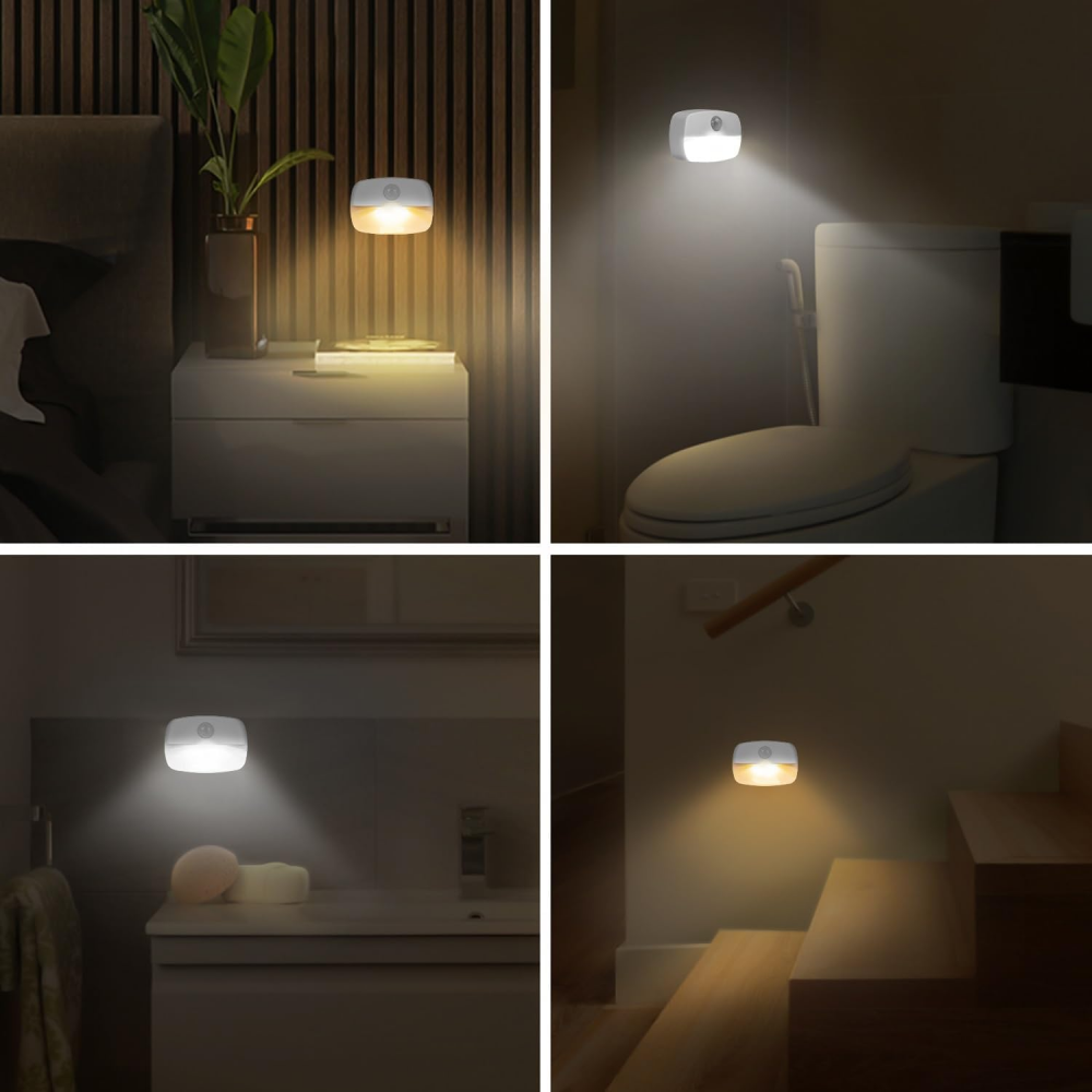 Lampka nocna z czujnikiem ruchu – 6 szt. – Lampka nocna LED do użytku wewnątrz pomieszczeń – Lampka zasilana bateryjnie - 4