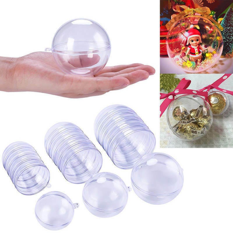 Boules De Noël Transparentes à Remplir 8 Cm – Lot De 12, Plastique PET Solide, Idéal DIY Noël
