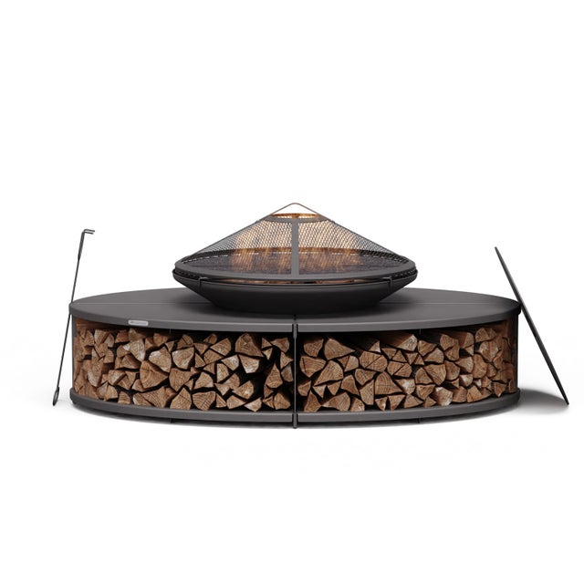 BLUMFELDT Firebowl Ebeko 3-en-1 | Fonction gril utilisable comme table | Grille + pare-étincelles Noir