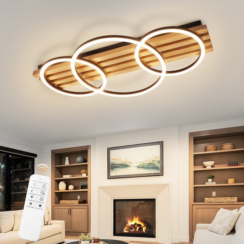 NETTLIFE Ściemnialna lampa sufitowa LED: 70 cm, lampa do salonu, 46 W, nowoczesna lampa do sypialni, czarne oświetlenie sufitowe z pilotem,