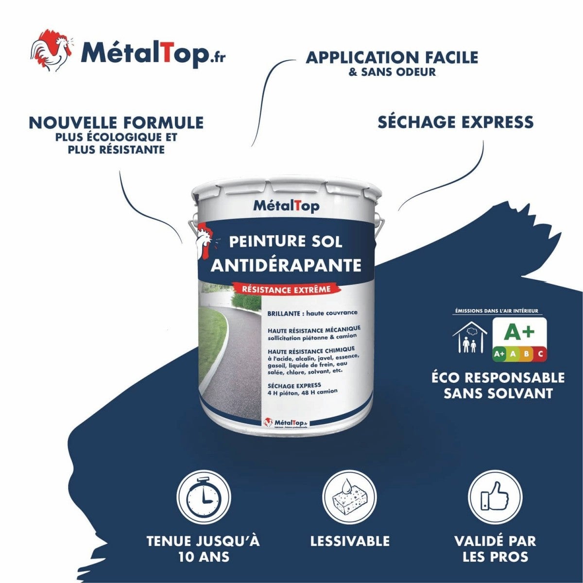 Peinture Antiderapante - Noir de sécurité - RAL 9004 - 15 L - Métaltop - 3