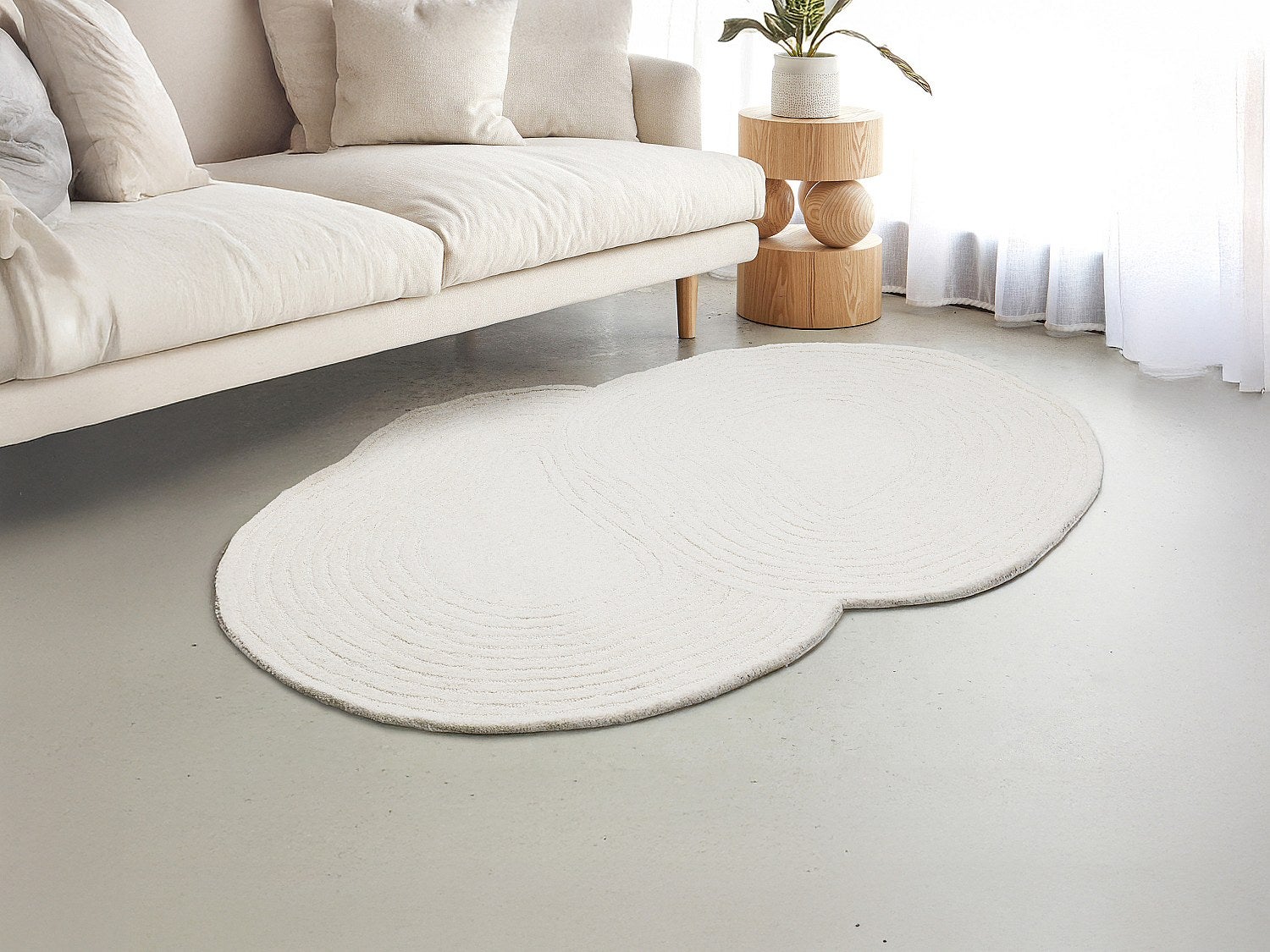 Dywan organiczny 100% wełny ręcznie tuftowany - 160 x 230 cm - Kość słoniowa - 2100g/m² - VELIMA