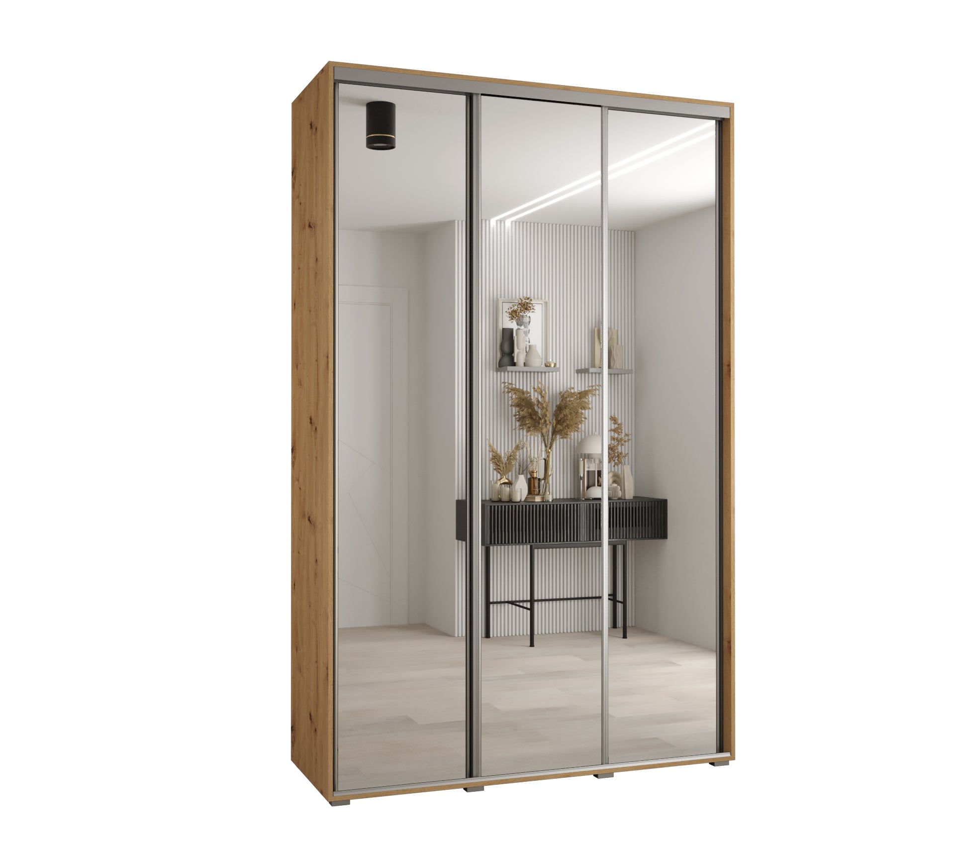 Szafa przesuwna z lustrem wysoka Davos 2 160 x 45 x 235,2 cm artisan + artisan + u. srebrny - Abiks Meble