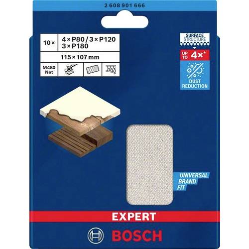 Sets de mallas de lija EXPERT M480 de 115 x 107 mm, G 80/120/180, 10 unidades - 2
