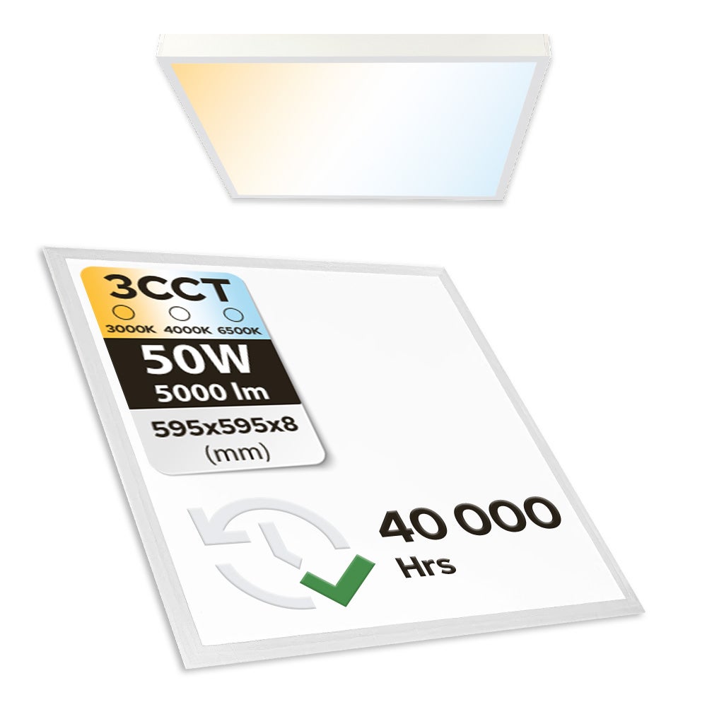 Panel LED slim edgelit 60x60x0,8cm 50W 5000lm 3CCT biały + 1x Ramka 45mm do panelu LED 60x60 HOROZ