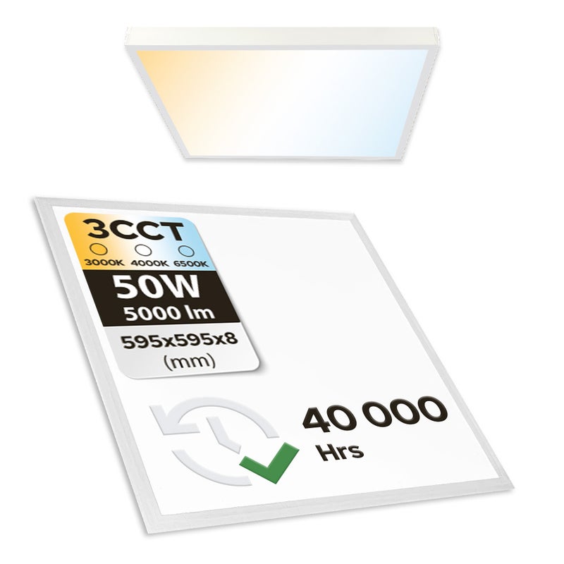 Panel LED slim edgelit 60x60x0,8cm 50W 5000lm 3CCT biały + 1x Ramka 45mm do panelu LED 60x60 HOROZ