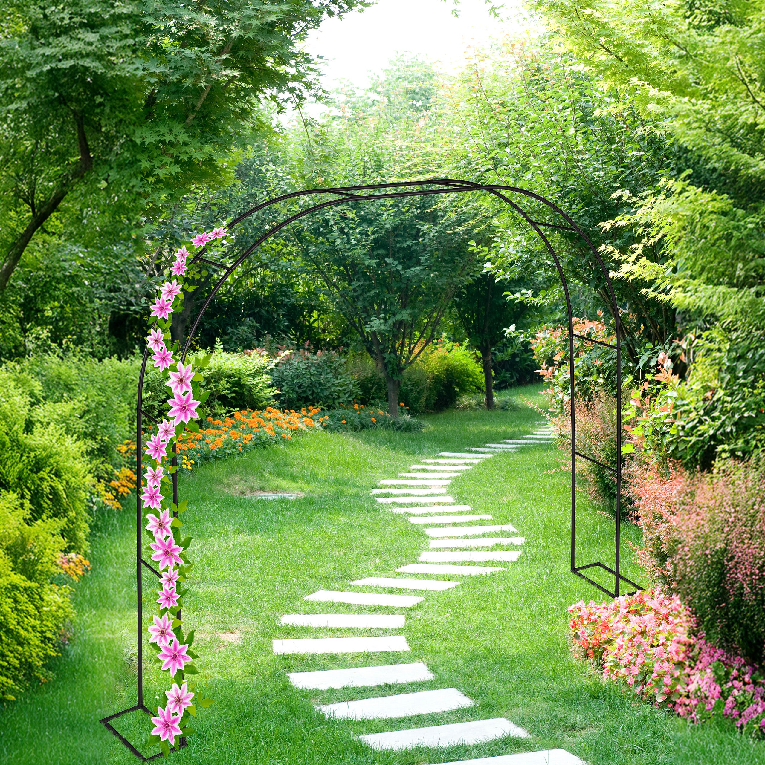 Arco Per Rose Rampicanti Relaxdays - Ferro Bronzo 224x110 Cm Per Giardino - Foto 9