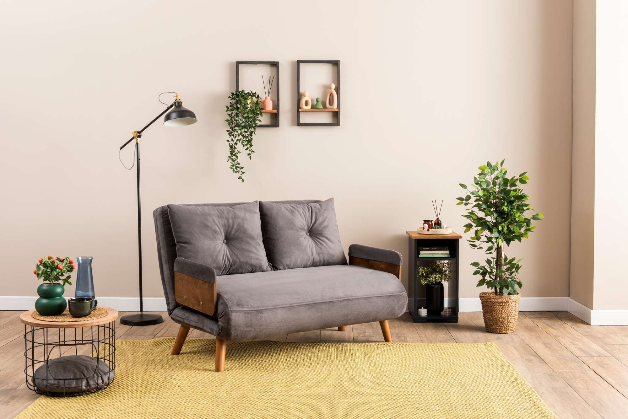 Divano letto moderno a posti, grigio, 78 x 120 x 82 cm