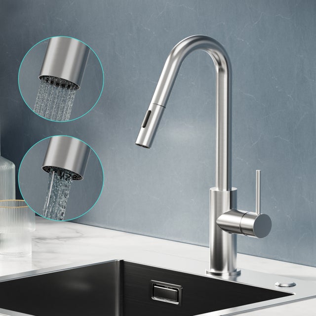 Mitigeur de Cuisine avec Douchette Extractible Robinet de Cuisine en Inox avec 2 Types de Jet D'eau Brossé