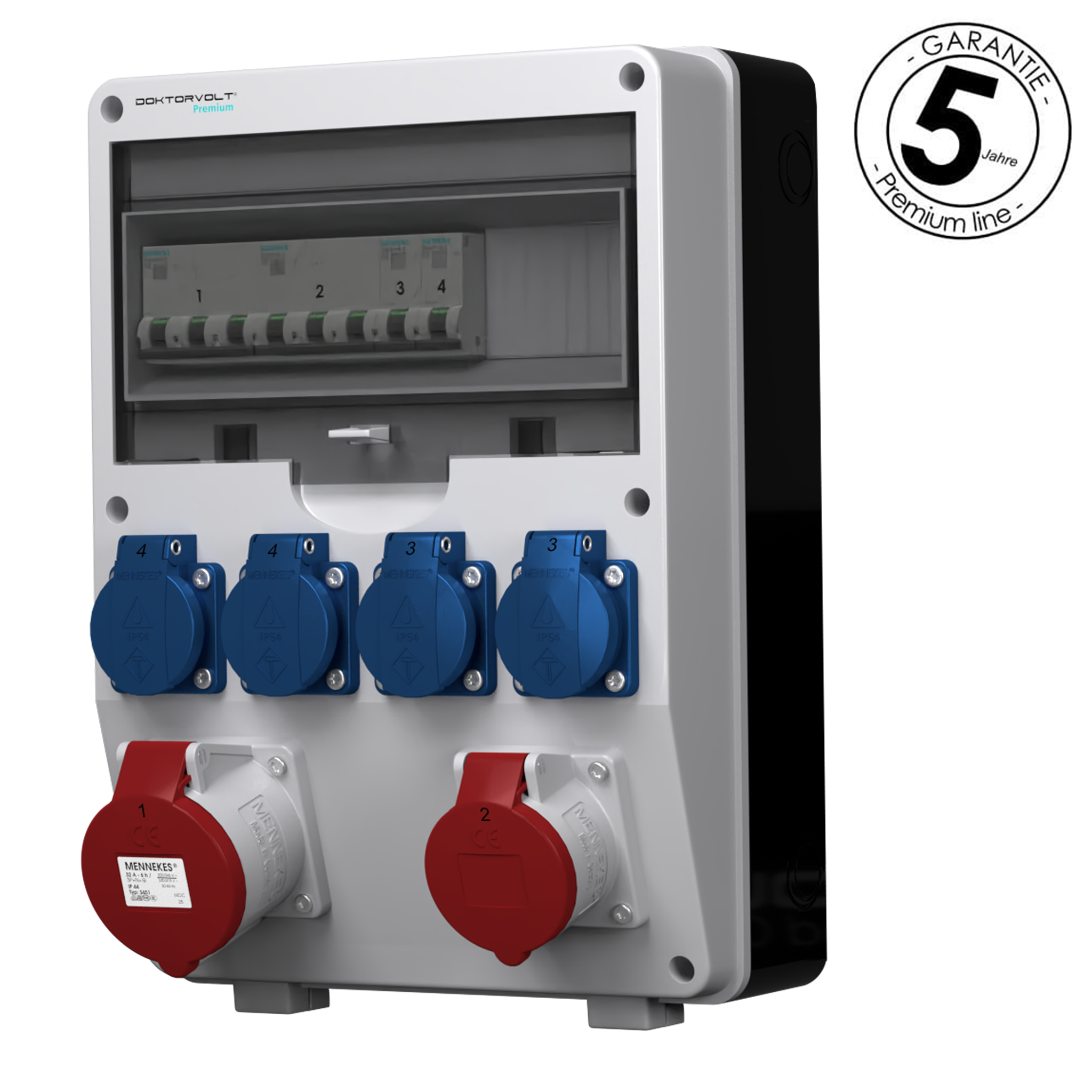 Rozdzielnica budowlana zabezpieczenia Siemens pTD-S 32A 16A 4x230V gniazda Mennekes Schuko Doktorvolt 4852