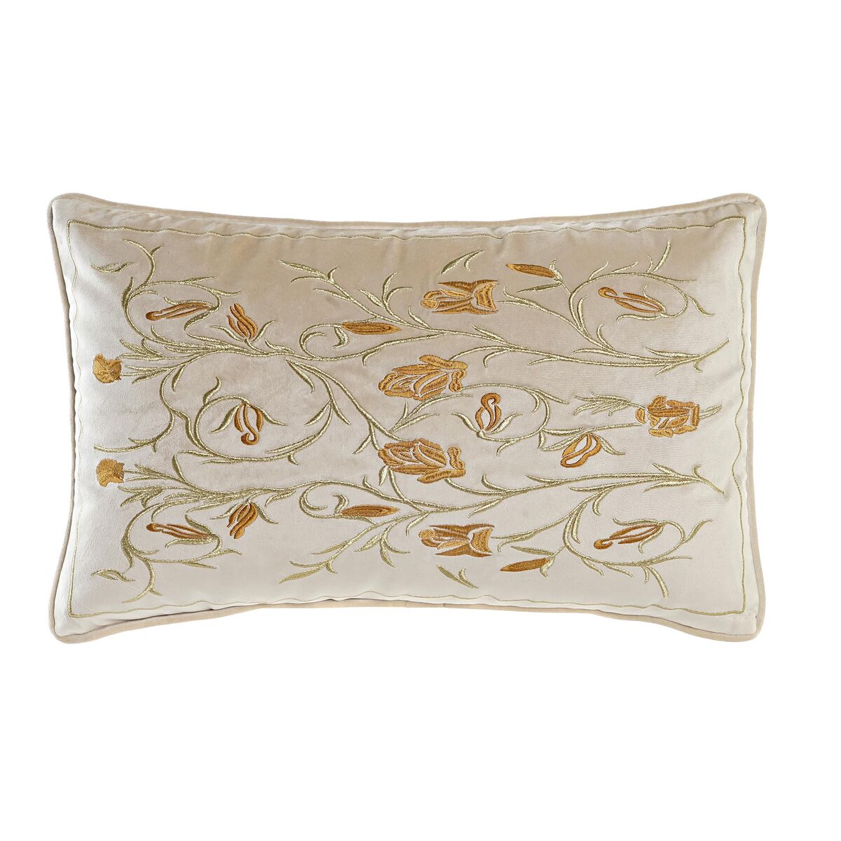 Cojín dkd home decor dorado 50 x 10 x 30 cm flores