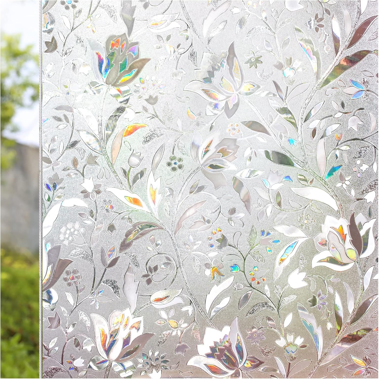 2 sztuki folii szklanej 3D Tulip, samoprzylepna folia okienna, dekoracyjna naklejka na okno, 60 x 200 cm - 6