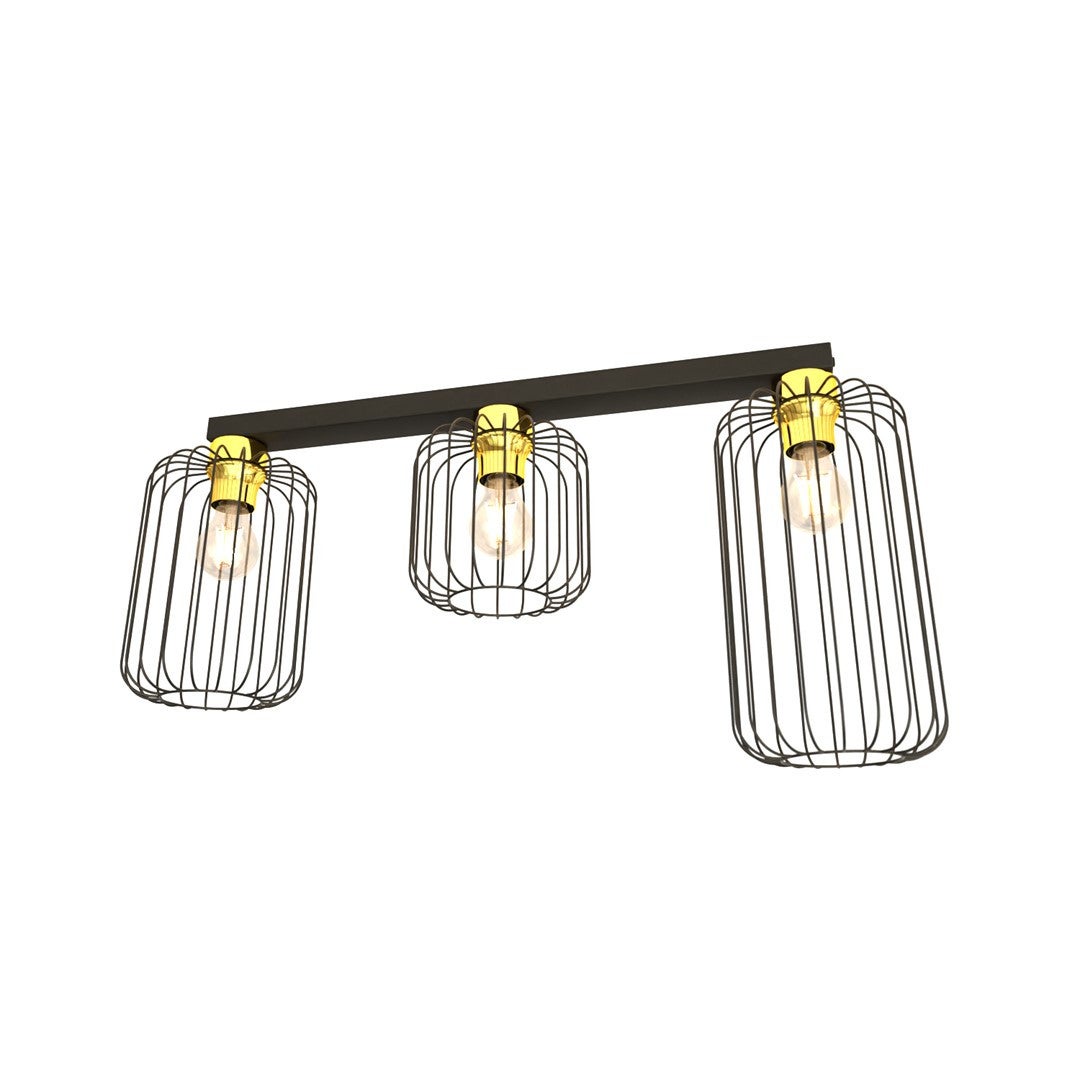 Lampa sufitowa Barn czarno-złota 3xE27x15W wym: 35 x 70 x 16 cm metal Emibig