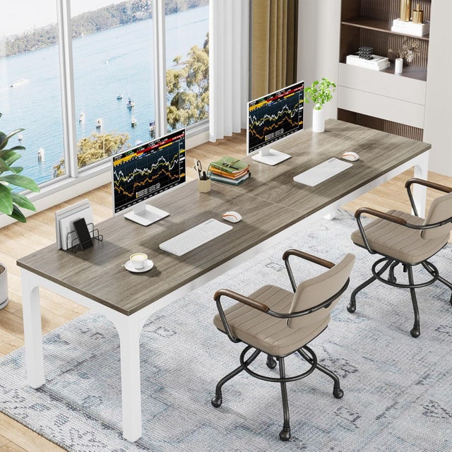 Mesa de computador extra longa Tribesigns de 200 cm para 2 pessoas, mesa dupla longa, estação de trabalho para escritório em casa