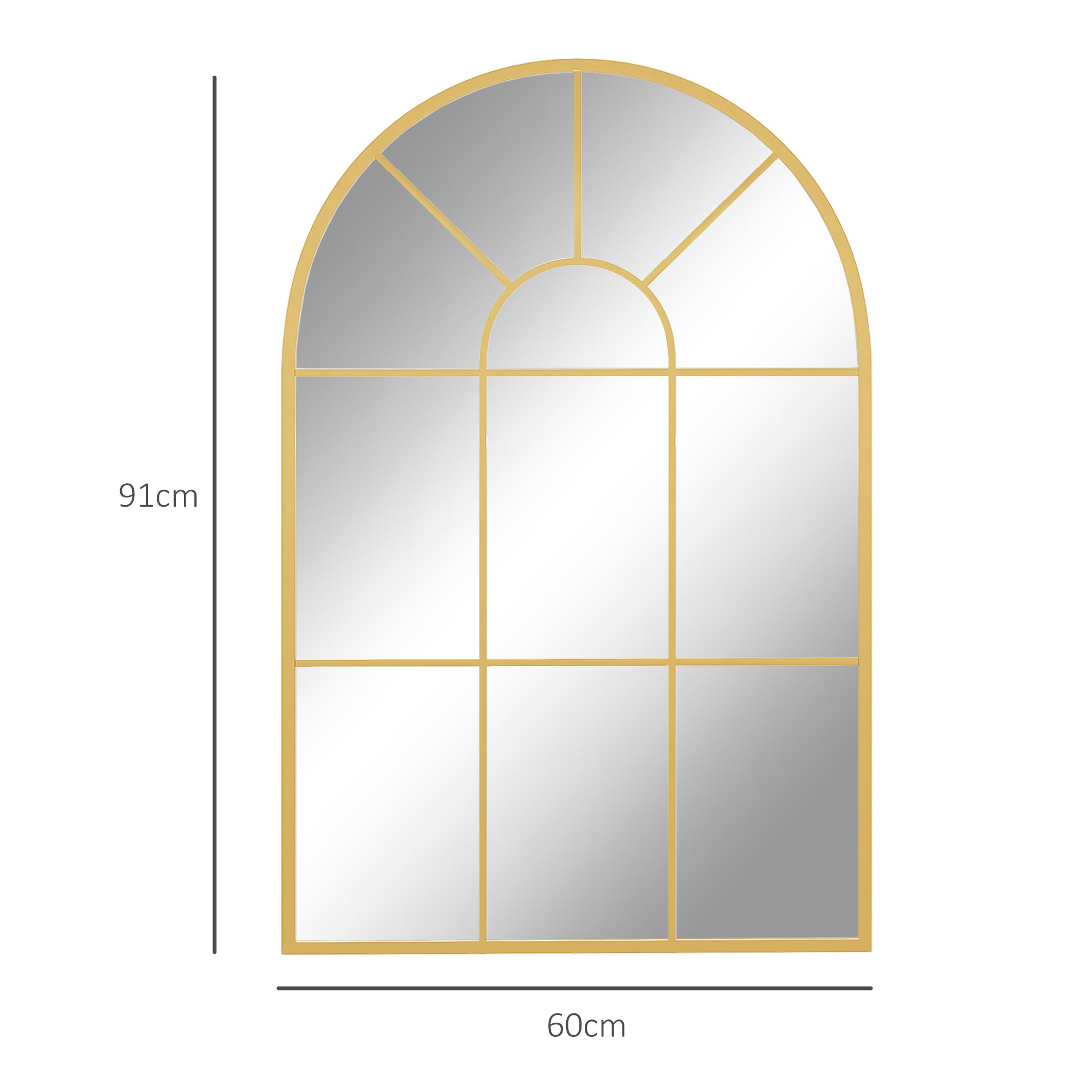 Espejo de Pared HOMCOM Metal, Vidrio Oro 60x2x91 cm - 3