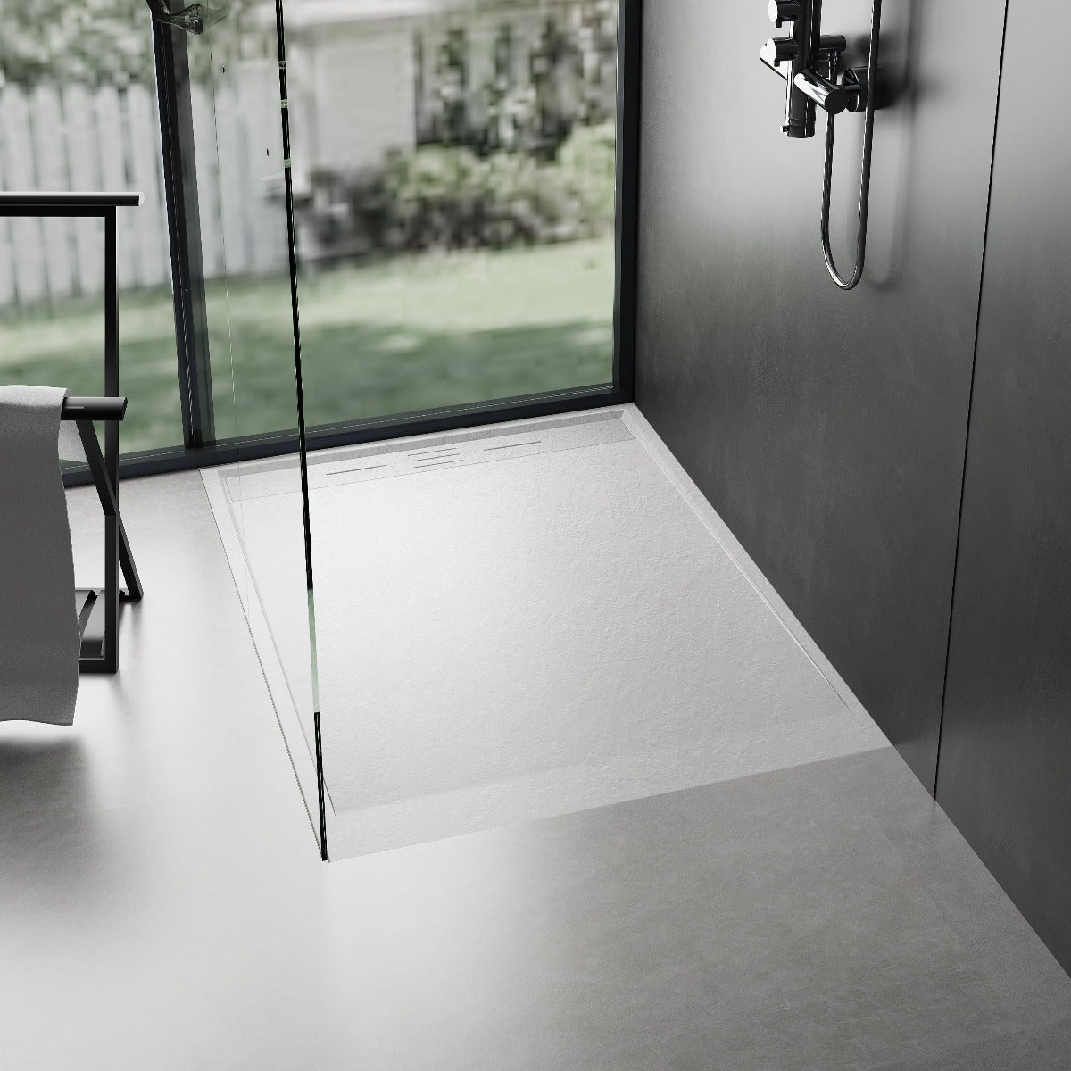 Receveur de douche 90 x 140 cm extra plat blanc SALVI en SoliCast® surface ardoisée - 5