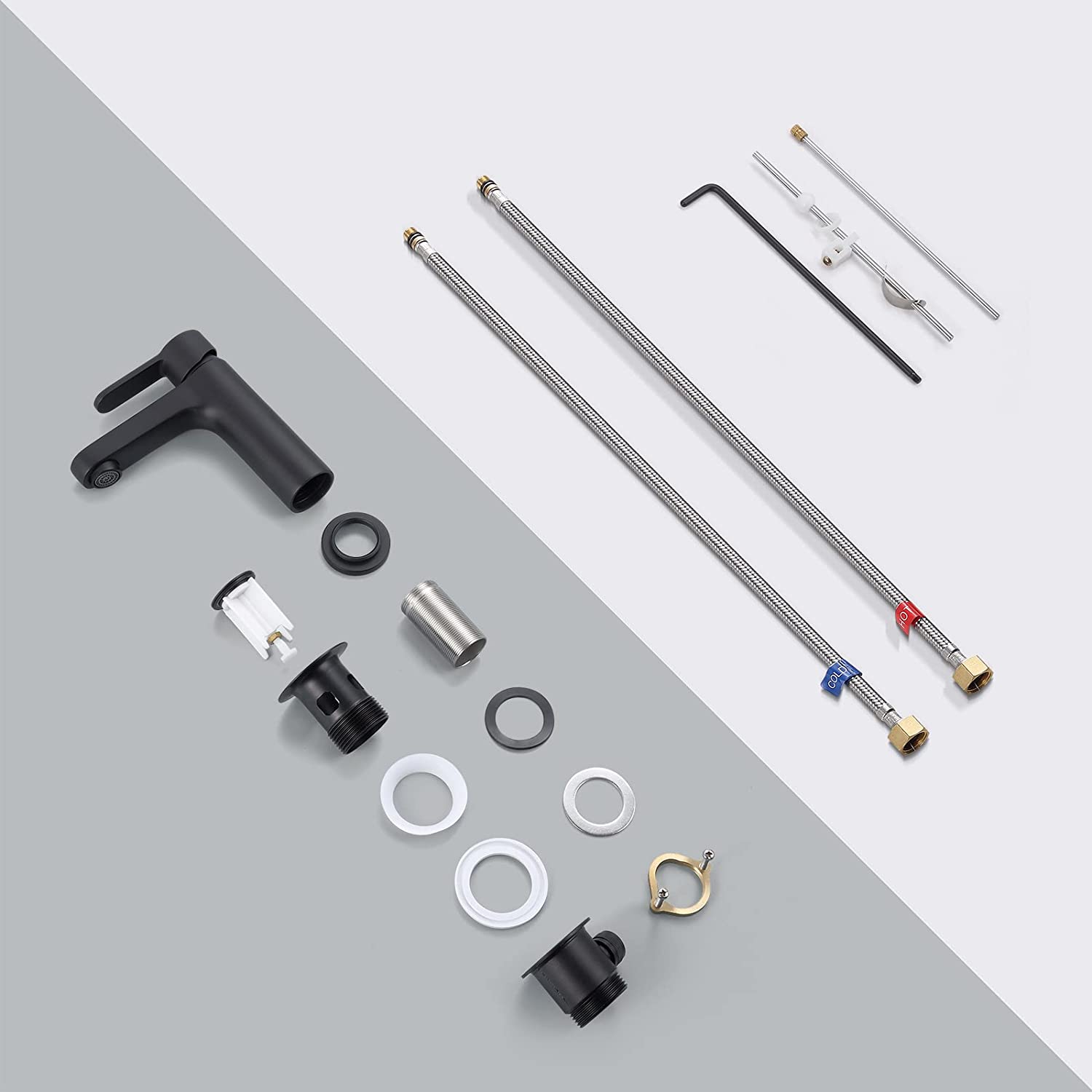 Cecipa max Mitigeur de lavabo avec levier de vidange Robinet noir de salle de bains Mitigeur de lavabo et vasque Robinet mitigeur lavabo en cuivre - 7