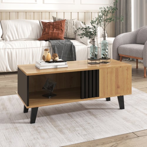Table Basse 120 X 60 X 60 Cm, Table Basse Rectangulaire En Bois A 2 Niveaux