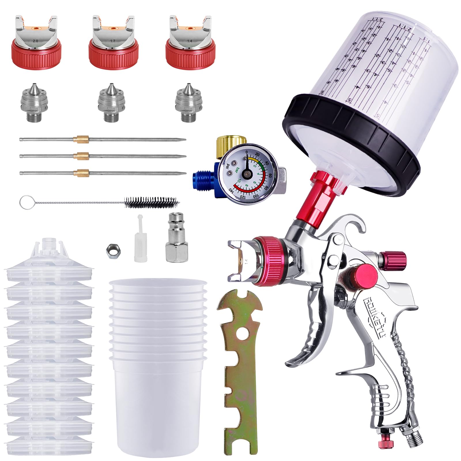 Régulateur D'Air + Filtre Dépollueur Eau/Huile Pour Pistolet à Peinture Pneumatique | Filetage 1/4" | 0-140 PSI | Compatible Compresseur