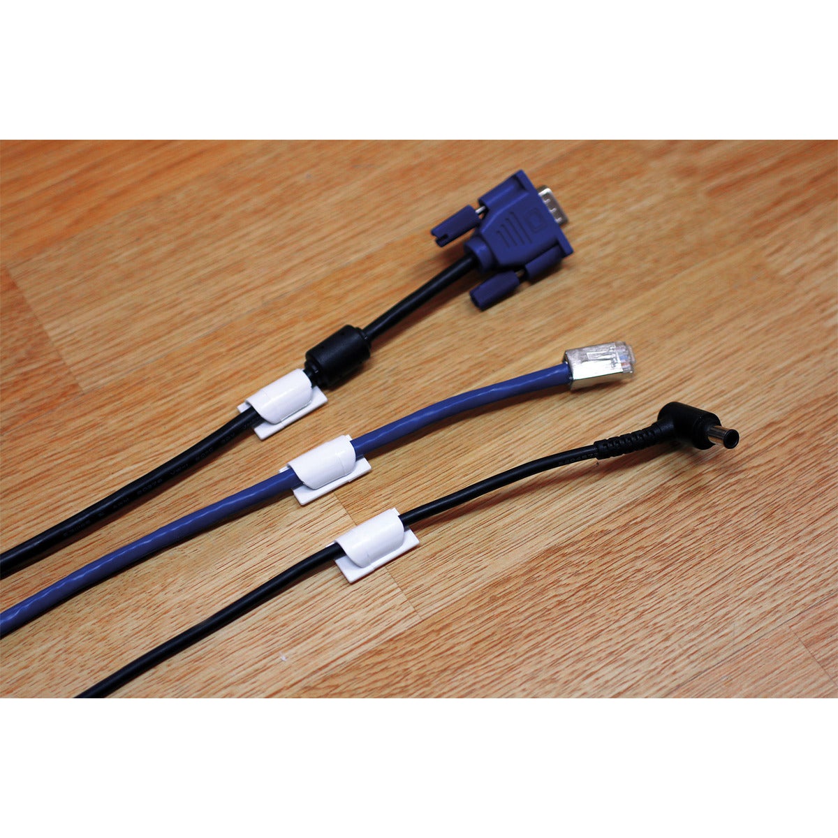 Lot de 6 clips larges (auto-collants) pour cordons et câbles - Zenitech - 7
