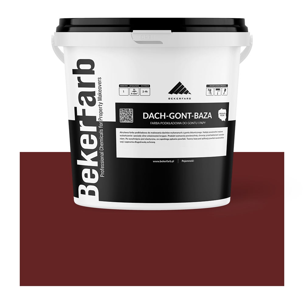 Podkładowa Farba na Dach do Gontu i Papy - Wiśniowy 1L