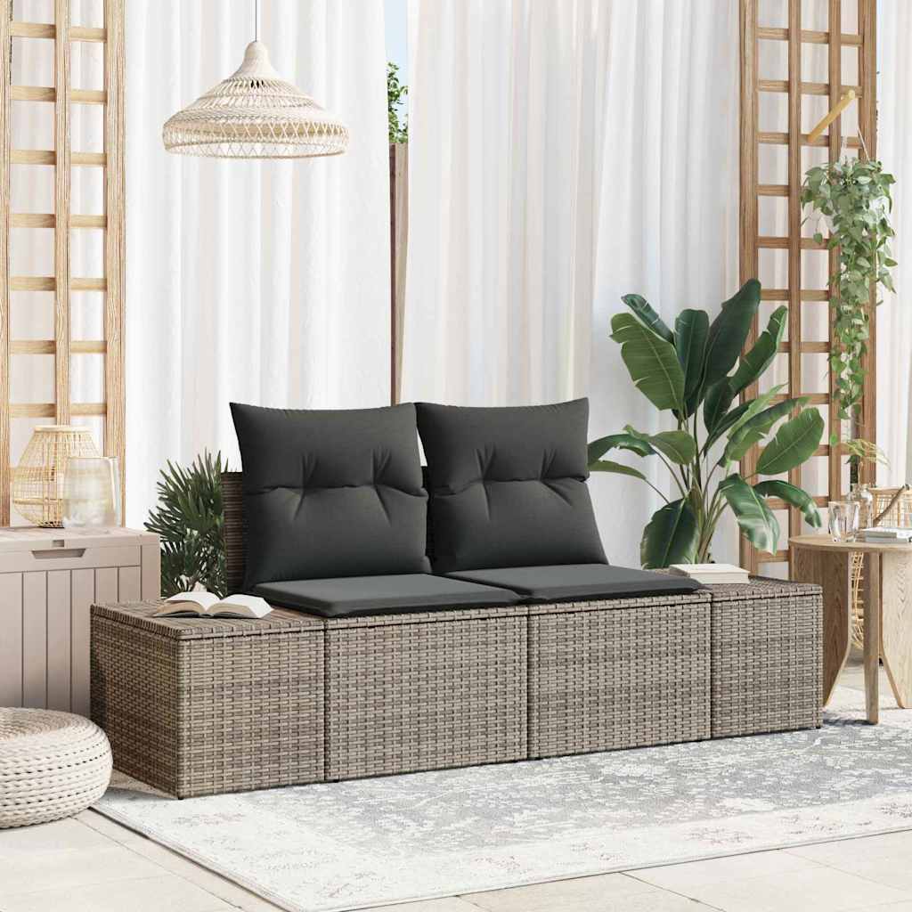 Sofa Ogrodowa z poduszką Szary 184 x 62 x 69 cm polirattan vidaXL