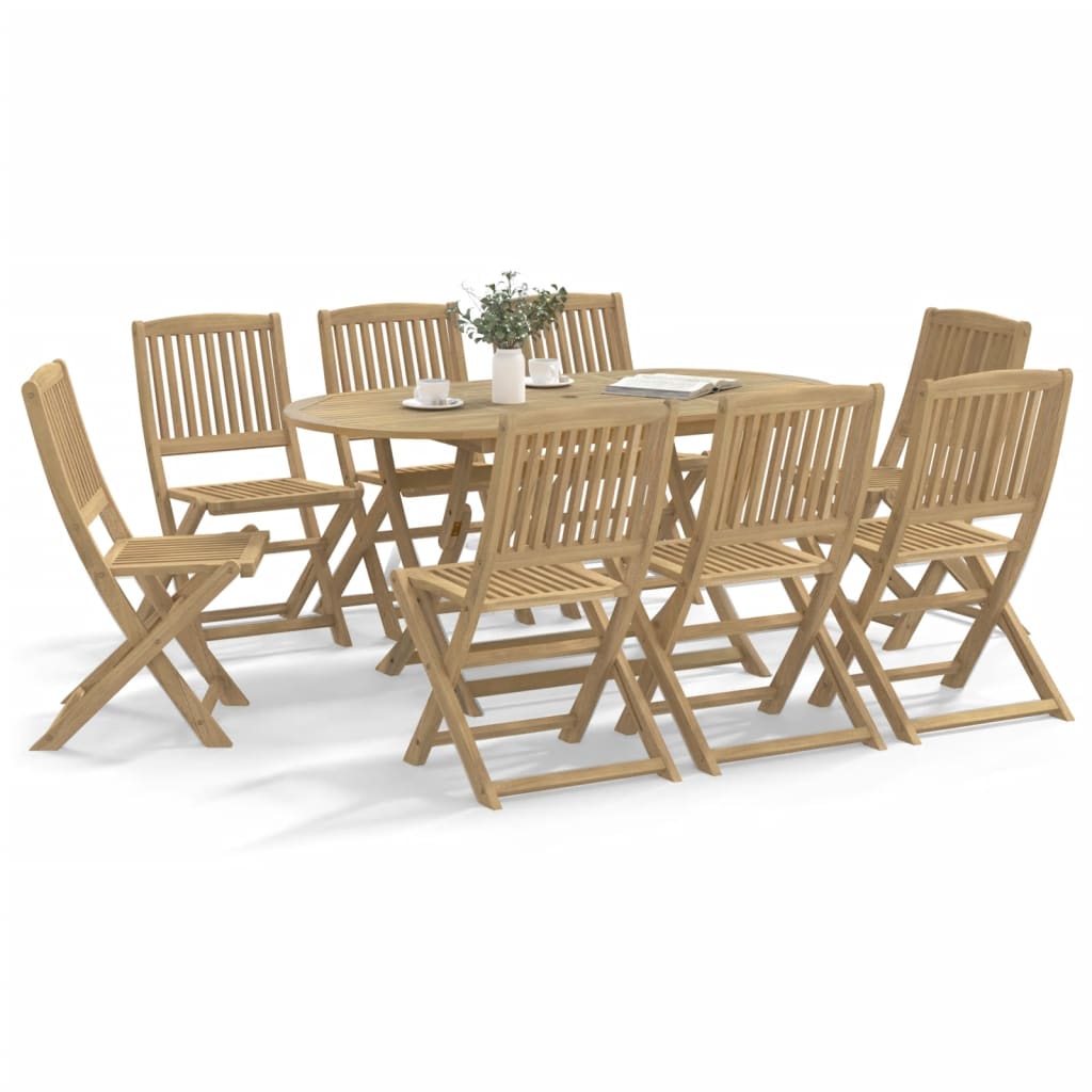Ensemble U00c0 Manger De Jardin 5pcs Bois D'acacia Solide Textilu00e8ne