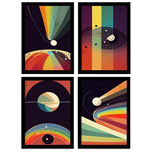 Nacnic set de 4 posters rayos en estilo abstracto llamativas y modernas ilustraciones artísticas a todo color para el diseño y size a3 sin marco