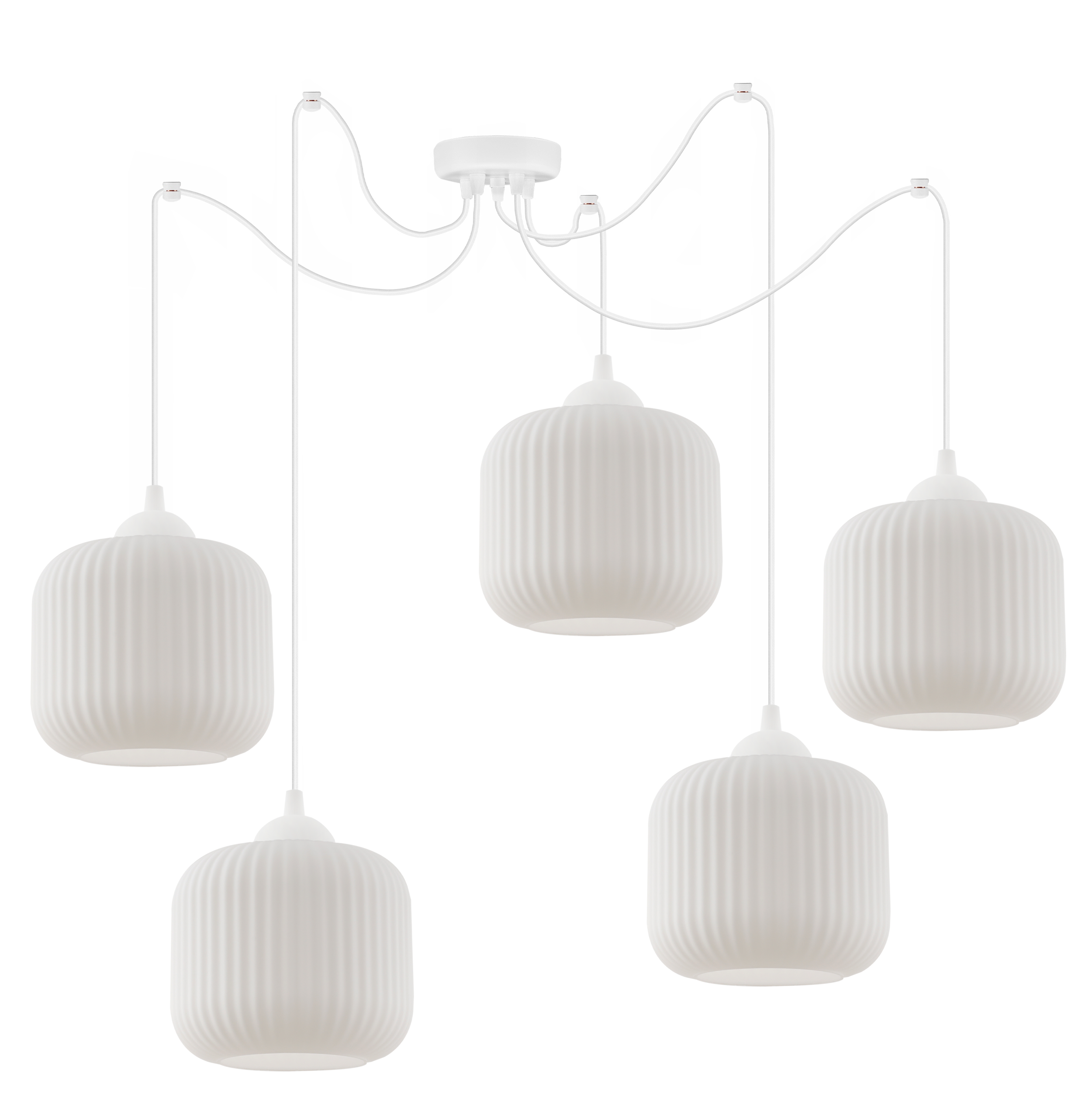 Lampa sufitowa wisząca Riffle Pająk loft 5xE27 klosz walec biały Light Home LH