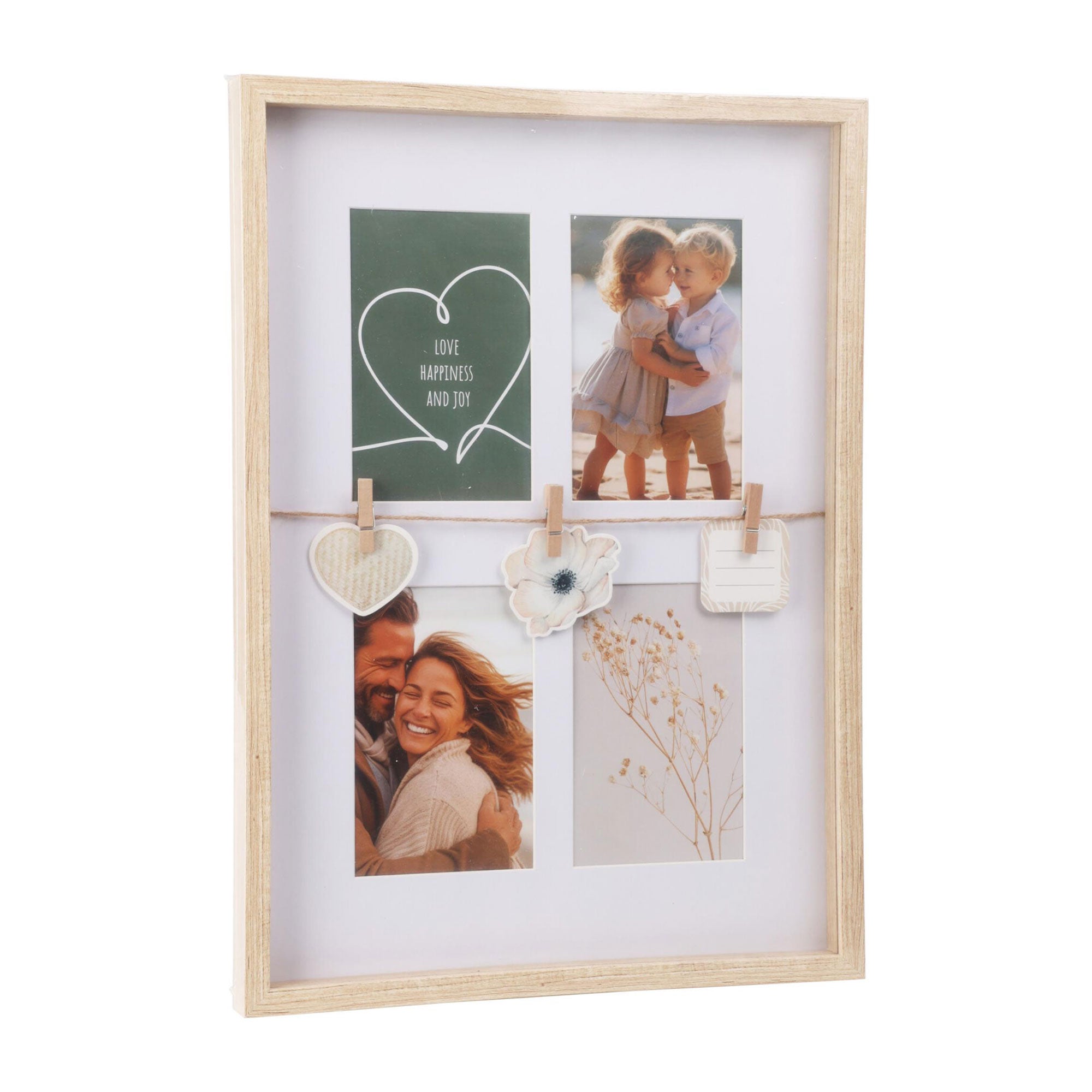 Wellhome marco de fotos para 4 fotos 31,3x2,7x43,5 cm en madera