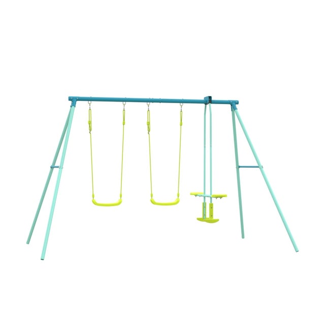 Portique 2 balançoires et vis-à-vis - métal - H185 cm