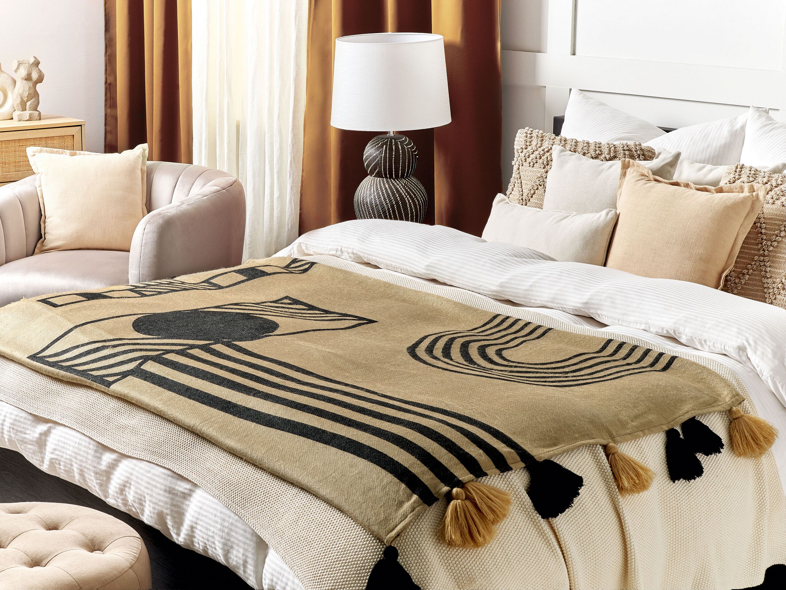 Coperta THAPREK Tessuto 130 x 170 cm Beige - 2