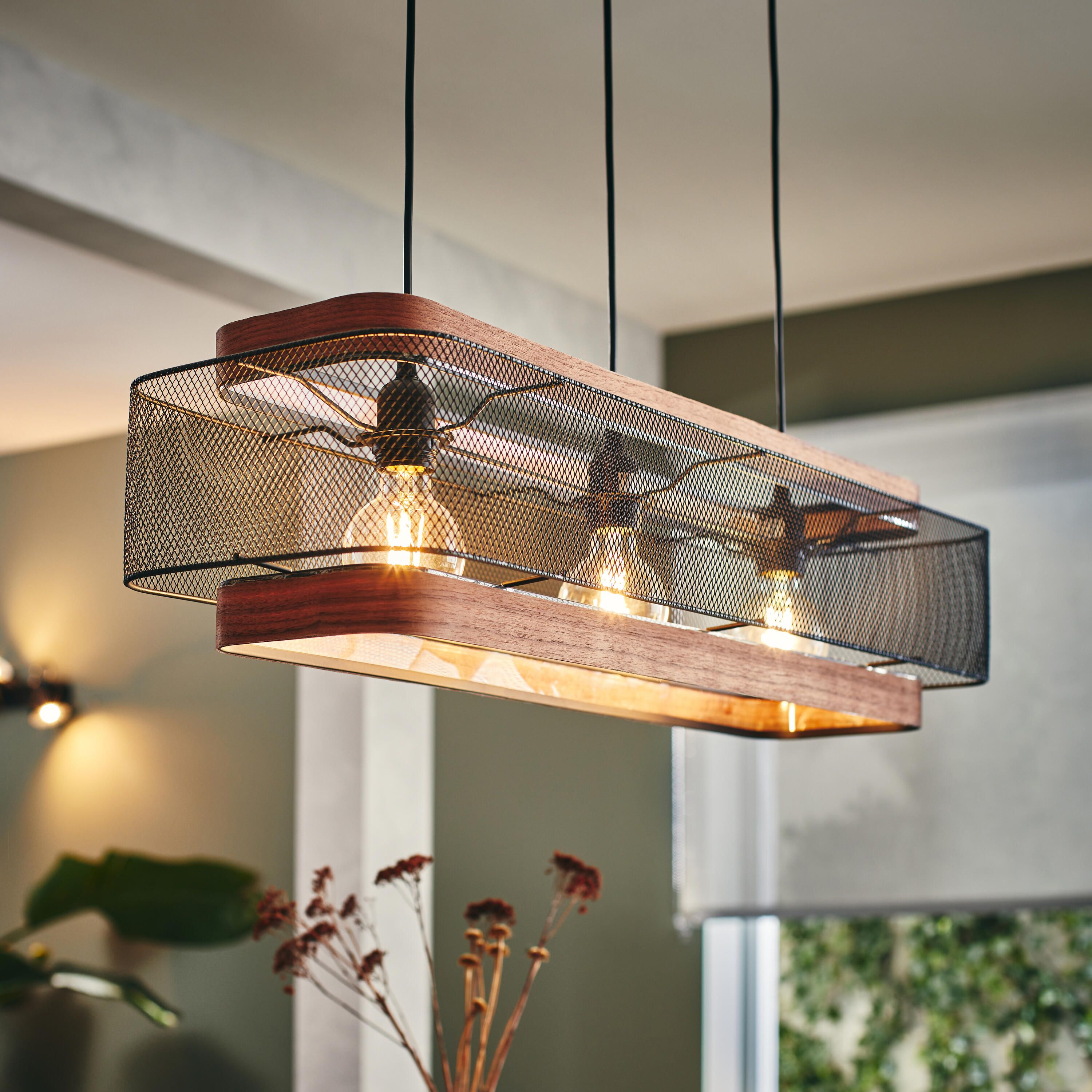 INSPIRE - Candeeiro de teto suspenso TAIGA - 1 x E27 - 40 cm - IP20 - Preto - Candeeiro suspenso - Aço - Madeira - 7